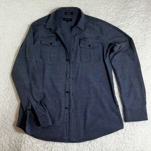 Eighty Eight Platinum Mens Large Blue Cotton Utility Button Down Shirt L Sleeve
